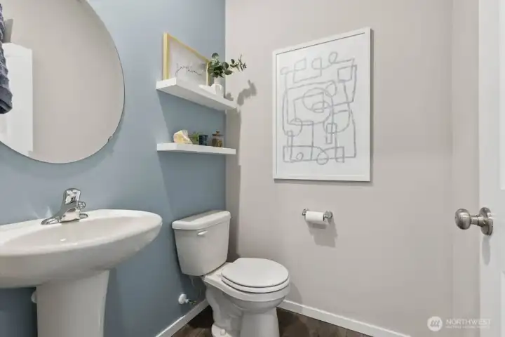 Main floor power room. Actual home is under construction. Colors, materials, and features may vary. See site agent for details. Main floor power room. Actual home is under construction. Colors, materials, and features may vary. See site agent for details.