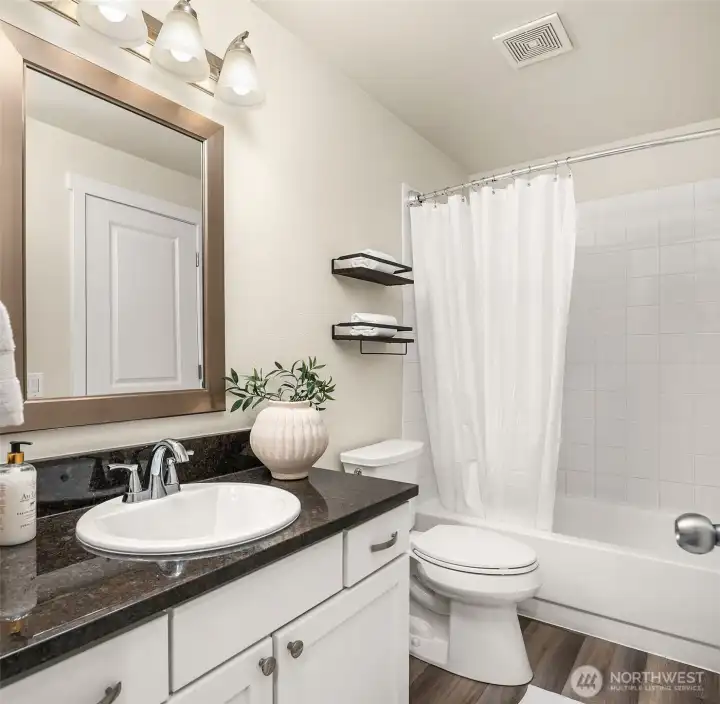 Full bathroom on upper level.