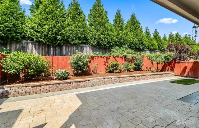 Fully fenced yard with Patio - Low maintenance