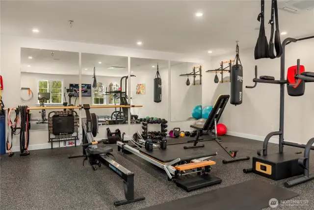 Down the upstairs hall is an incredible gym.