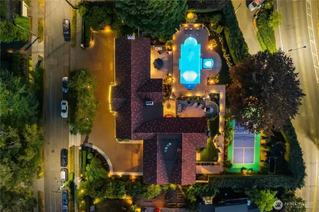Here you can see how massive this property is and the layout of the home on the lot.