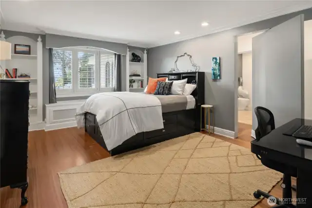 The fourth bedroom enjoys a backyard view and a "hidden door" that leads to the 3/4 bathroom. All bedrooms are air conditioned by the way.