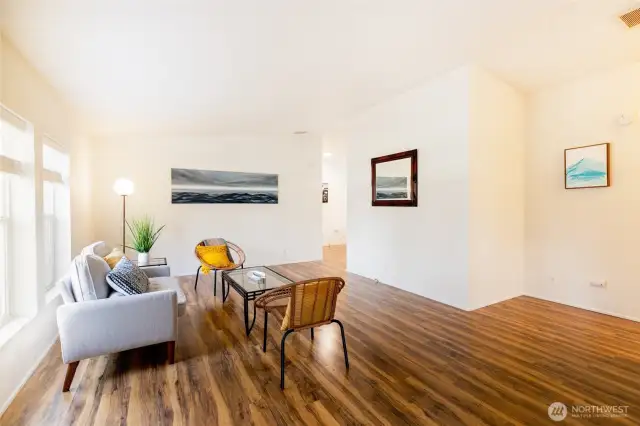 Vaulted ceilings and spacious living room!
