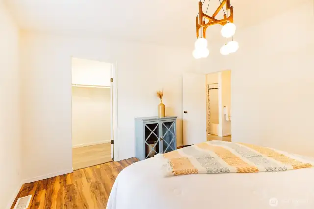 Walk-in closet and large master bathroom