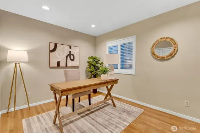 Main floor bedroom is also the perfect office/den space