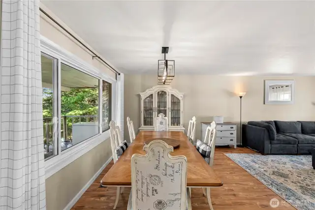 Dining room with a view of Saddlerock continuity with living room