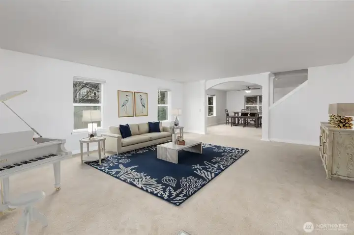 Spacious family room with room to grow and entertain