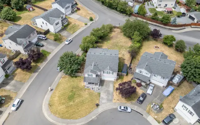 Home is situated on a huge corner lot in a cul-de-sac.