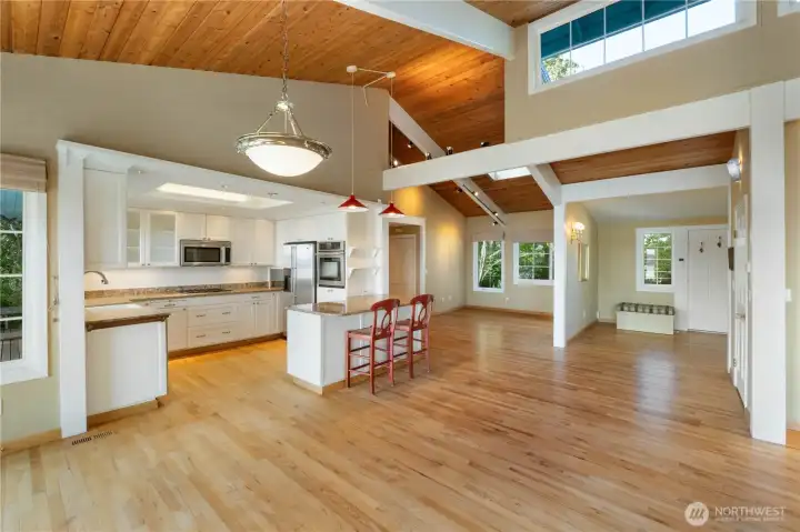 Vaulted ceilings and open floor plan