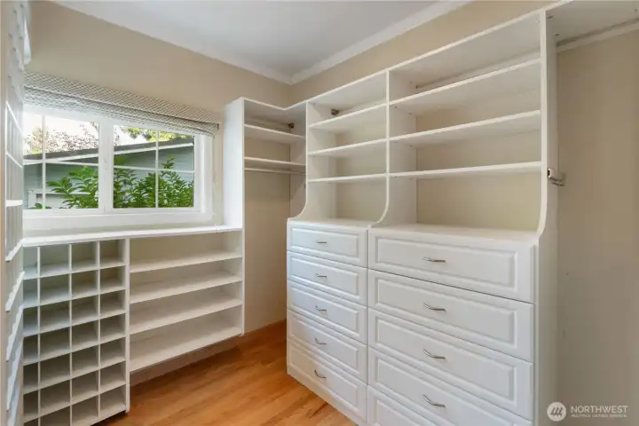 Walk in closet with so much organized space