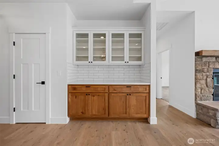 Built in buffet and pantry at the end of the dining and kitchen area