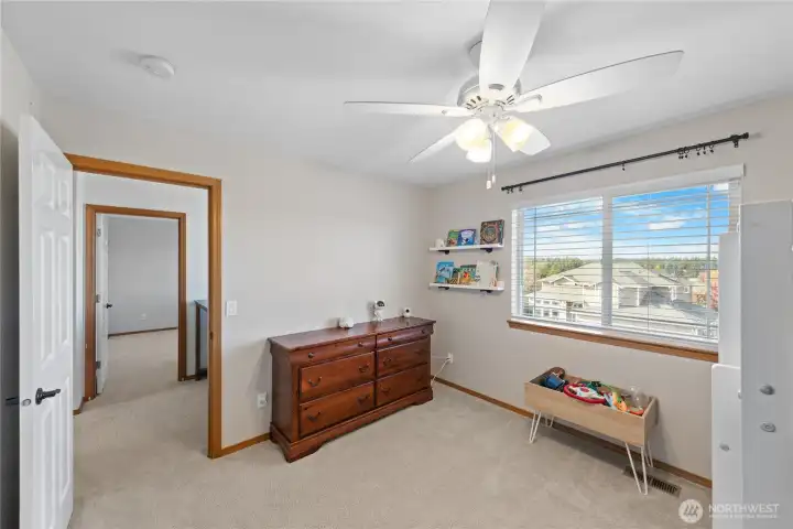 Lots of natural light and views of the valley from this spacious bedroom.