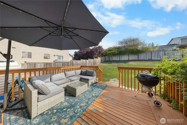 Back deck has plenty of space to hang out.