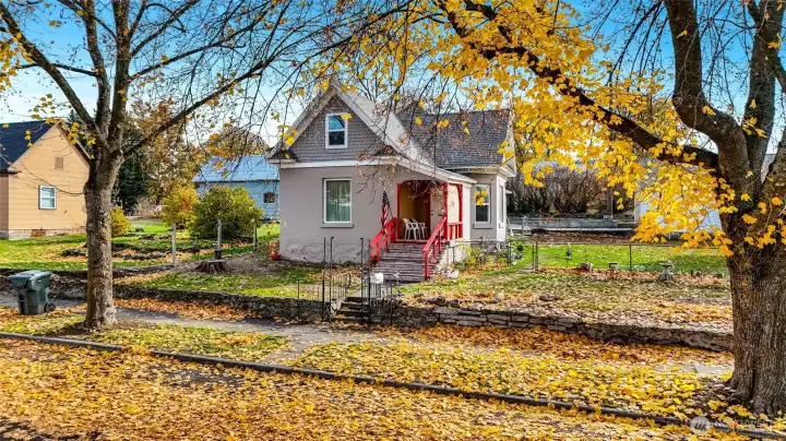 Nice paved road and sidewalk with curbside garbage service available.