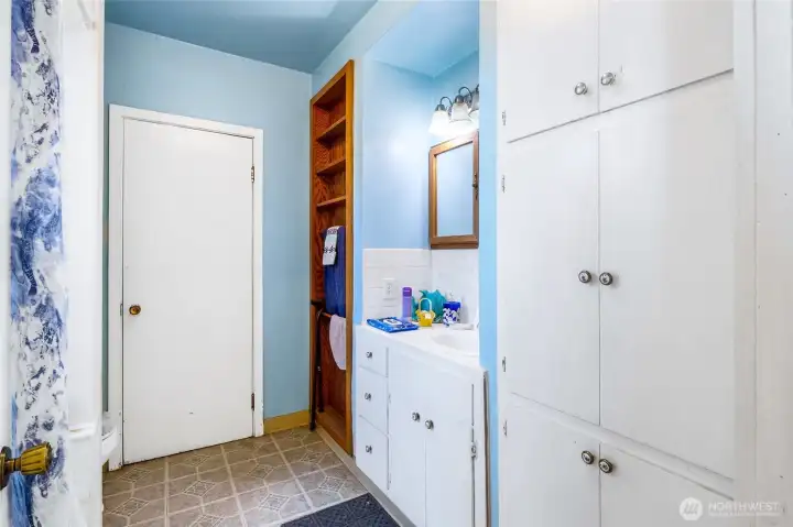 Linen Closet in Bathroom.
