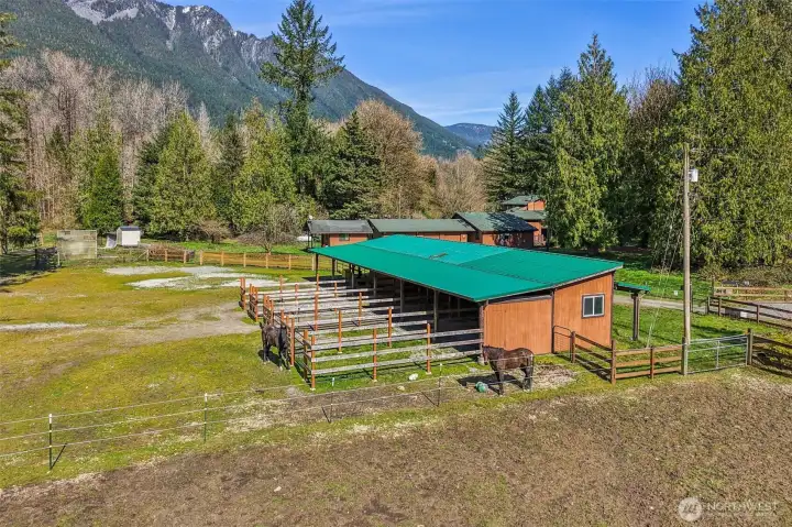 Pasture and working areas within fenced property