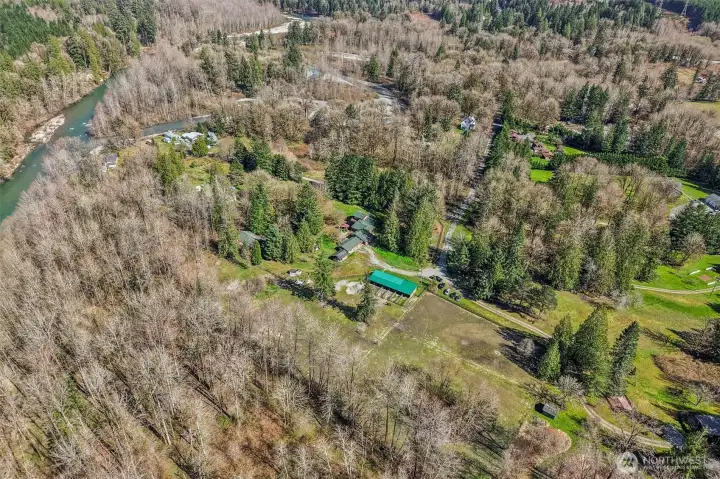 Aerial perspective of surrounding landscape