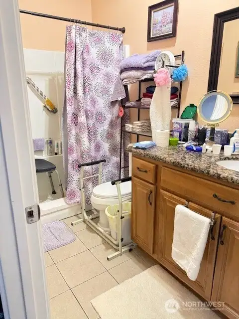 Primary bath with step thru shower
