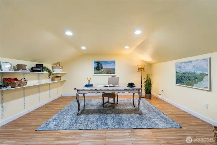 Home office or crafting space in the detached garage.