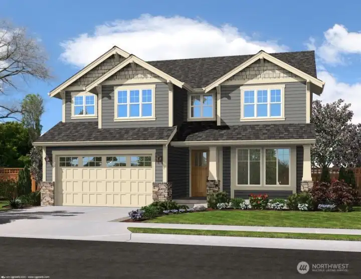 Under construction to be completed June 2026. The Rainier plan features 3 beds, 2.5 bath and an oversized bonus room that can be a 4th bedroom.