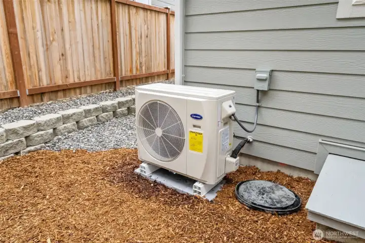 High efficiency electric variable speed cold climate heat pump.