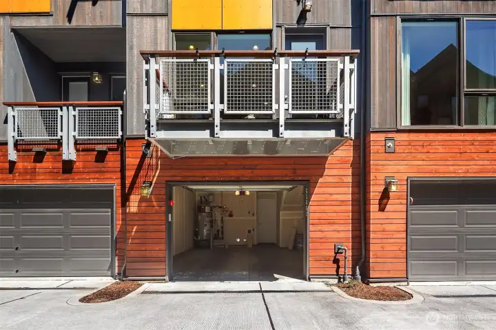 Oversized one car garage with built-in storage.