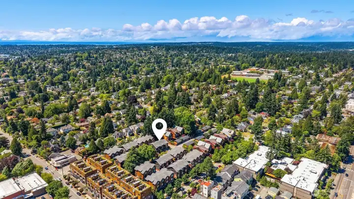 Aerial view facing Northwest.
