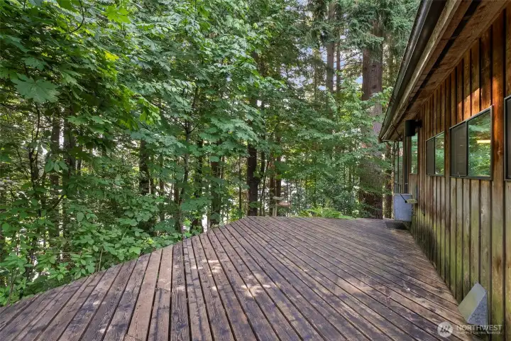 Deck off kitchen with garbage access