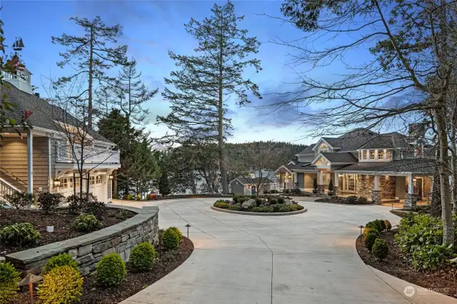 Front entry, garage and guest house are left, main home on right