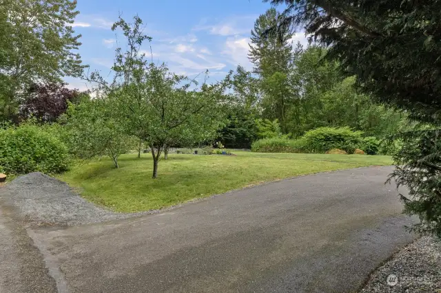Big driveway with room for extra vehicles or RV parking.
