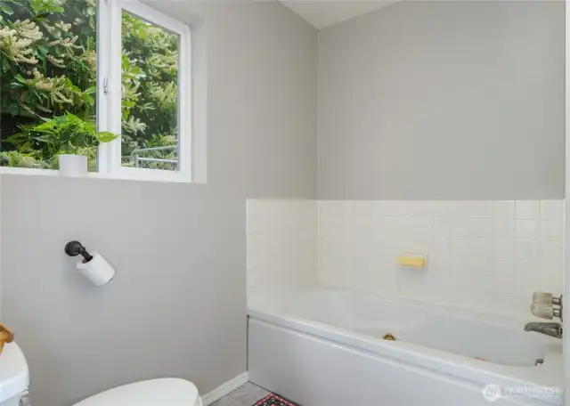 downstairs separate bathtub