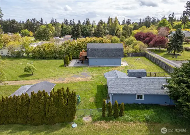 Aerial photo of studio and barndo