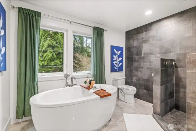 Soak in serenity—tub with a view of nature