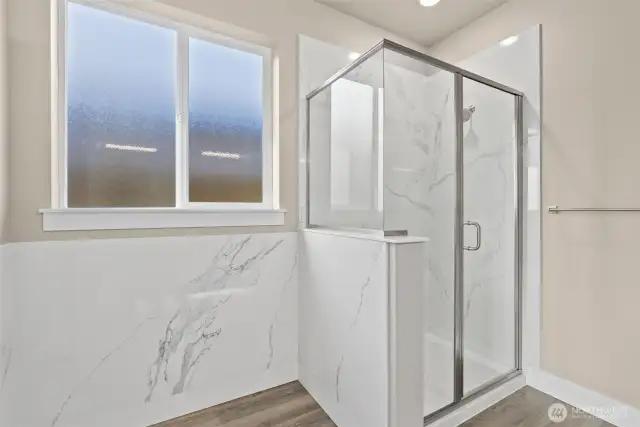 Quartz Shower in Primary Bathroom