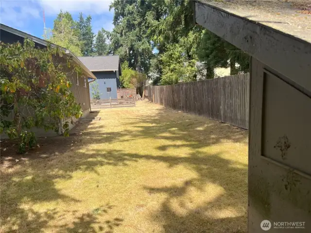 Side yard with shed