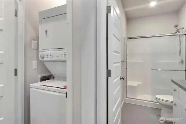 Washer and dryer off the hall for your laundry needs.