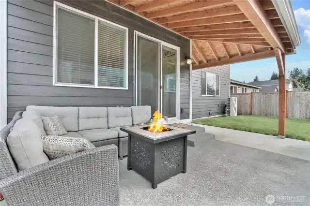 Back covered entertaining space.