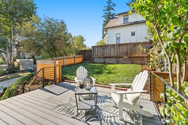 Very nice back yard off the kitchen. Outstanding afternoon sunlight, very cozy place to hangout as the sun sets down for the day.