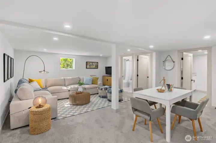 Fully finished lower level with plenty of light.  4th Bedroom, full bath, and laundry downstairs.