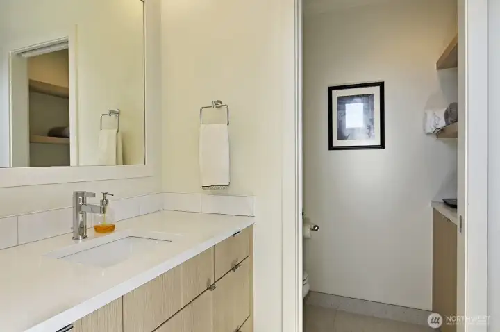 Top level primary with walk-in closet and spa-like bath.