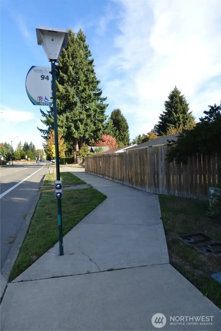 Intercity transit stop just outside the yard.