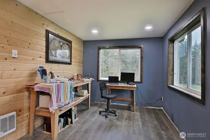 Finished office area with wall heat.