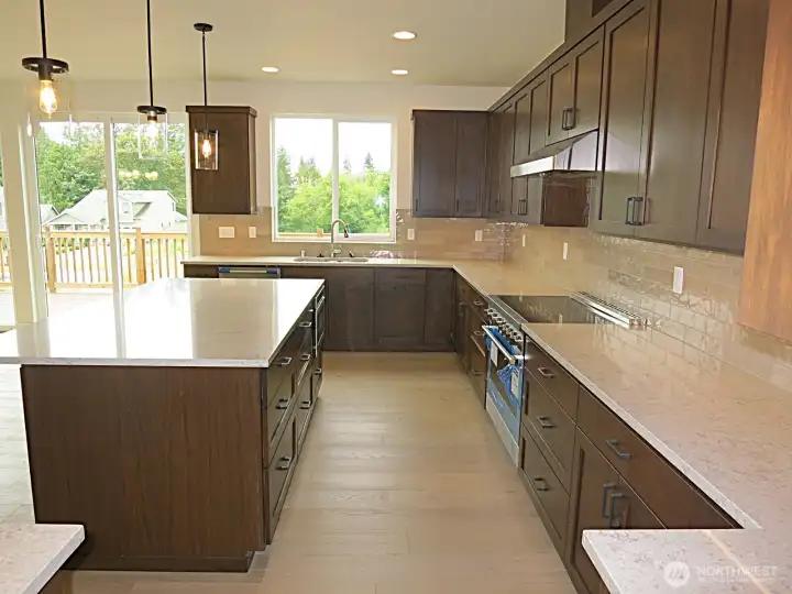 Wood cabinetry with under counter lighting.