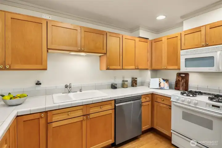 Well-lit work surfaces make food prep a breeze