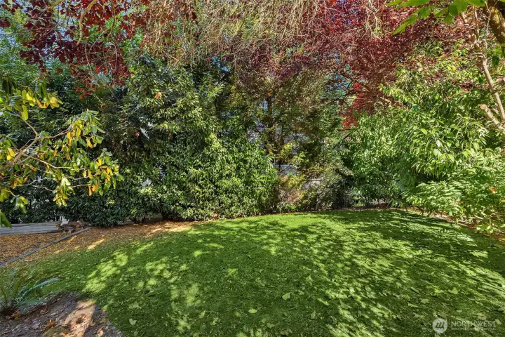 Generous lawn space beyond the patio