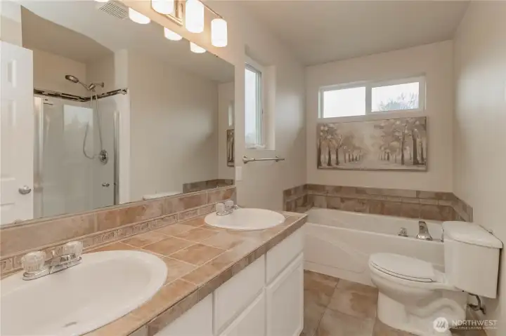 Five piece primary bathroom