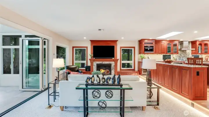 A different view of the family room showing a glimpse of the "Lake Room" to your left.