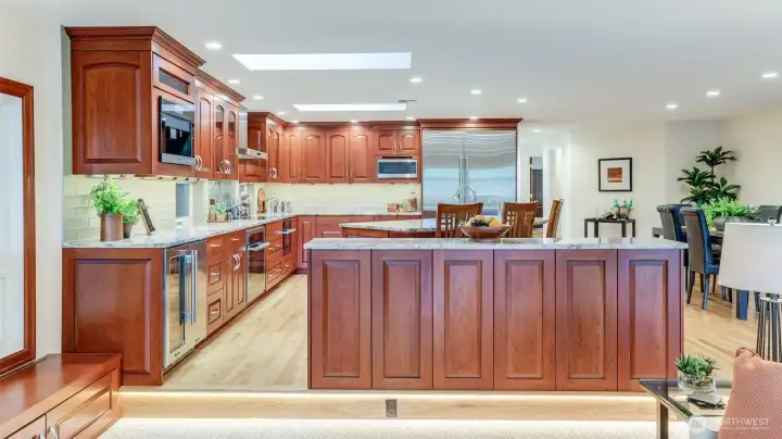 This is the view from the family room and looking into the kitchen and dining room.