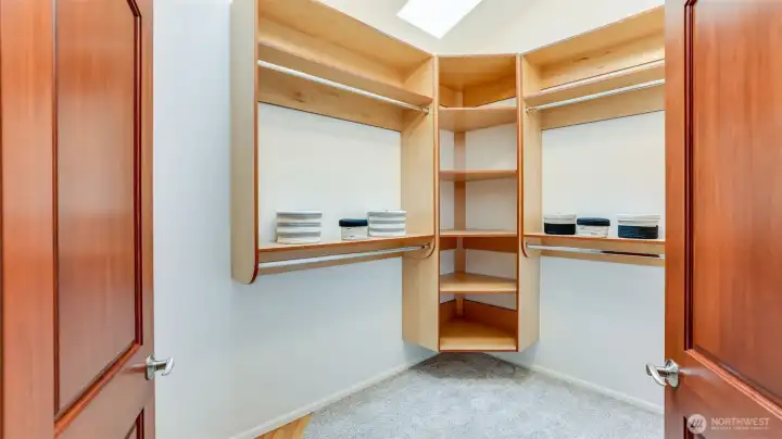 Nice sized walk-n closet with custom organizers.