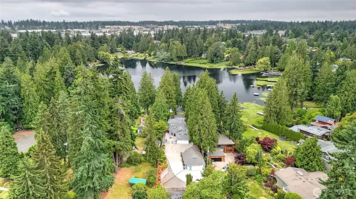 An aerial view of the property. You can see all the flat open space for parking. Close to light rail and bus stops.